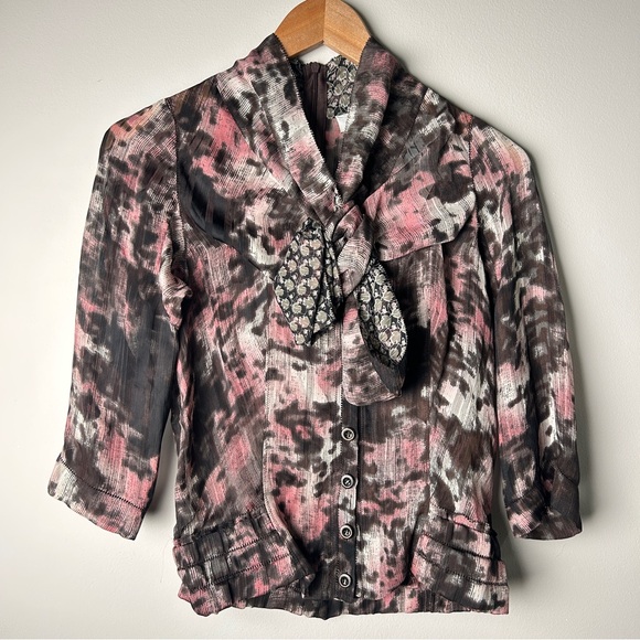 Byron Lars Tops - Byron Lars Beauty Mark Designer Sample NWTs Pink and Black Women's Blouse Size 2